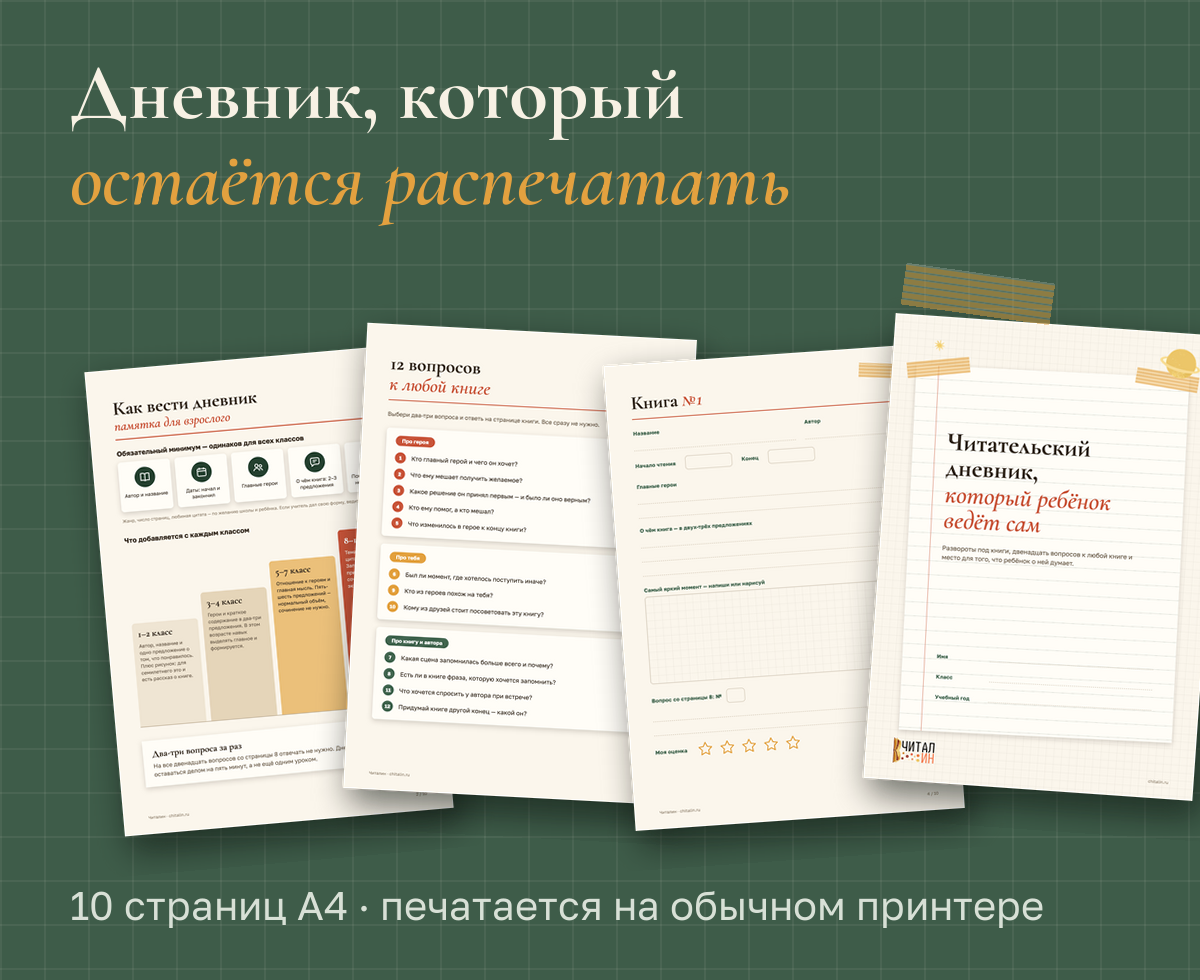 Страницы дневника: памятка для взрослого, двенадцать вопросов, страница книги и обложка